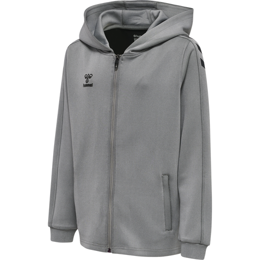 hmlCORE XK POLY ZIP HOOD SWEAT KIDS, GREY MELANGE, packshot