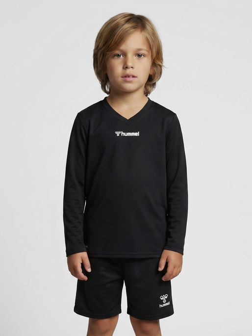 hmlBL ESSENTIAL TEE L/S KIDS, BLACK, model