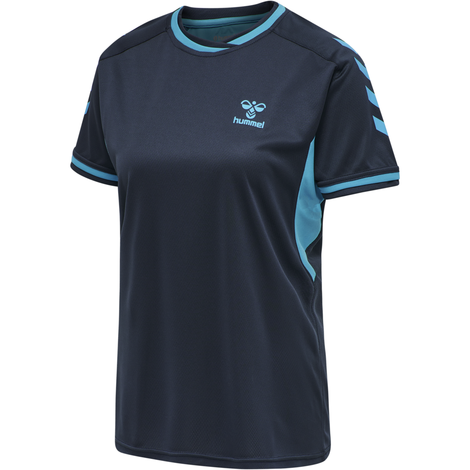 hmlACTION POLY JERSEY S/S WOMAN, BLACK IRIS/ATOMIC BLUE, packshot