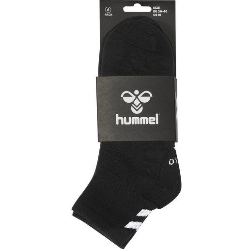 hmlCHEVRON 6-PACK  MID CUT SOCKS, BLACK/BLACK, packshot