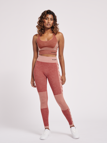 hmlCLEA SEAMLESS MID WAIST TIGHTS, WITHERED ROSE/ROSE TAN MELANGE, model