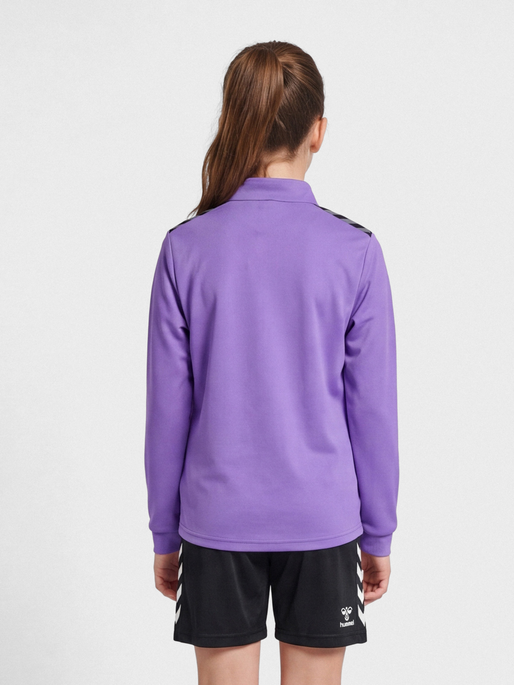 hmlAUTHENTIC HALF ZIP SWEAT KIDS, DAHLIA PURPLE/ASPHALT, model