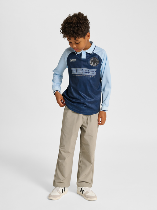 hmlJR LOOSE STRIPE SOCCER JERSEY LS, DRESS BLUES, model