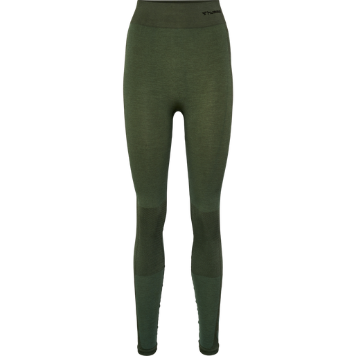 hmlCLEA SEAMLESS MID WAIST TIGHTS, CLIMBING IVY/BEETLE MELANGE hmlCLEA SEAMLESS MID WAIST TIGHTS, CLIMBING IVY/BEETLE MELANGE, packshot