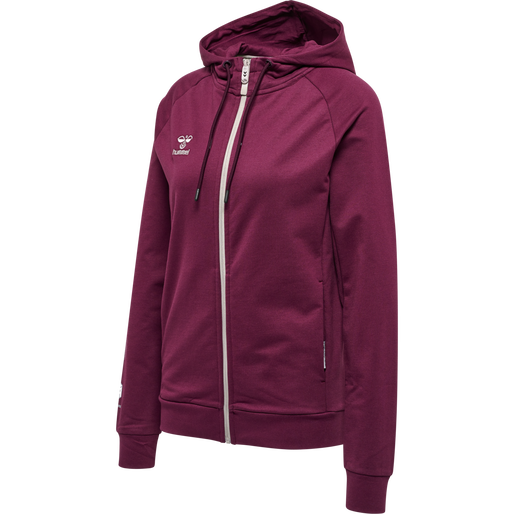 hmlMOVE GRID COTTON ZIP HOODIE WOMA, GRAPE WINE, packshot