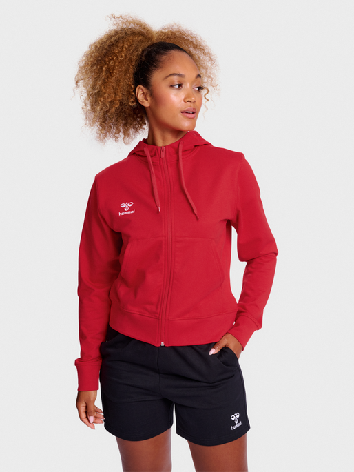 hmlGO 2.0 ZIP HOODIE WOMAN, TRUE RED, model