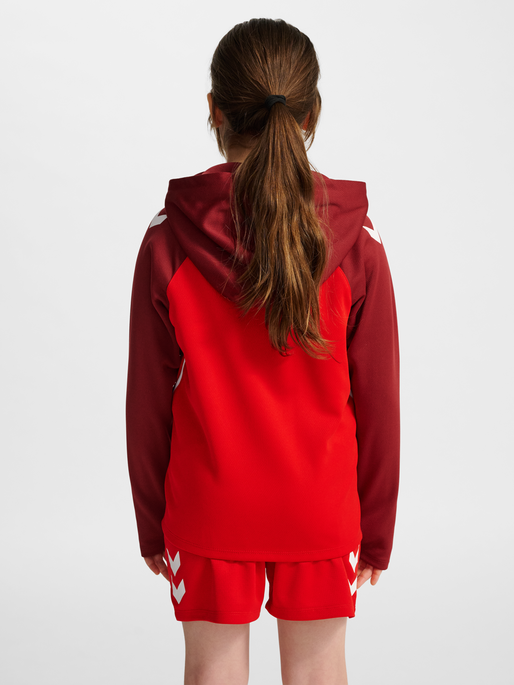 hmlLEAD 2.0 ZIP HOODIE KIDS, TRUE RED/MAROON, model