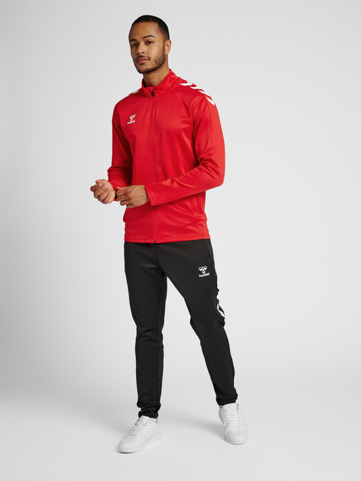 hmlCORE XK POLY ZIP SWEAT, TRUE RED, model