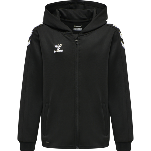 hmlCORE XK POLY ZIP HOOD SWEAT KIDS, BLACK/BLACK, packshot