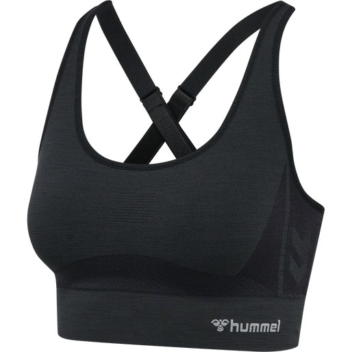 hmlCLEA SEAMLESS  SPORTS TOP, BLACK MELANGE, packshot