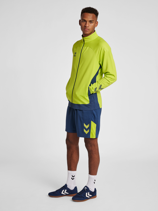hmlLEAD POLY ZIP JACKET, LIME PUNCH, model