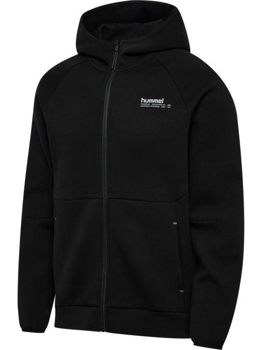 hmlTECH FLEECE REGULAR ZIP HOODIE, BLACK, packshot