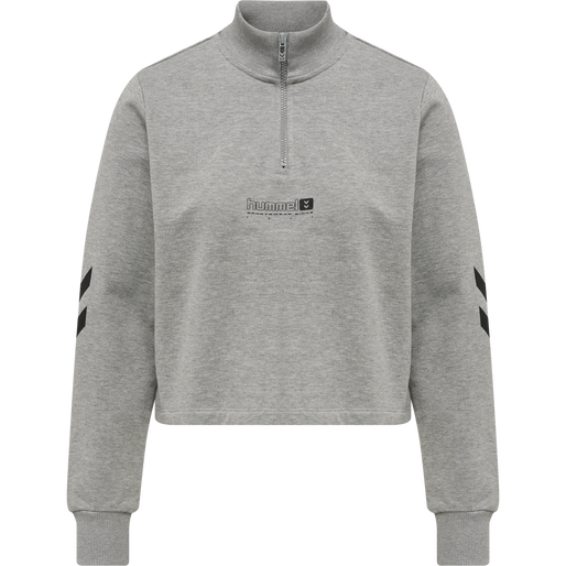 hmlLGC NIKKA CROPPED HALFZIP, GREY MELANGE, packshot