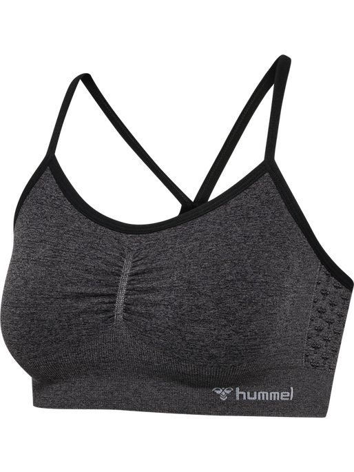 hmlCI SEAMLESS SCRUNCH SPORTS BRA, BLACK MELANGE hmlCI SEAMLESS SCRUNCH SPORTS BRA, BLACK MELANGE, packshot
