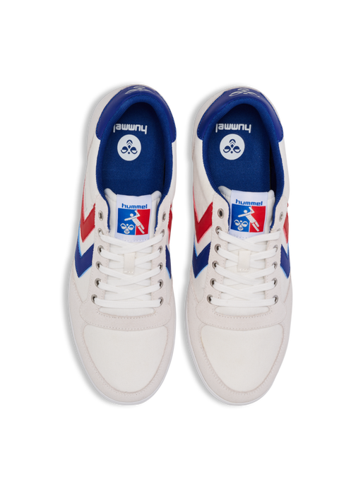 HUMMEL SLIMMER STADIL LOW, WHITE/BLUE/RED/GUM, packshot
