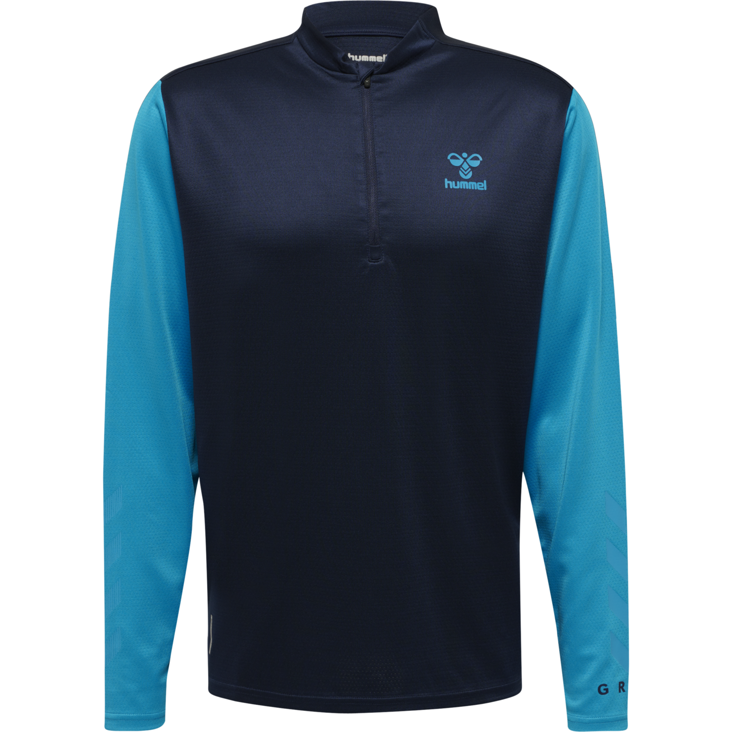 hmlONGRID 1/2 ZIP POLY SWEAT, MARINE/ATOMIC BLUE, packshot