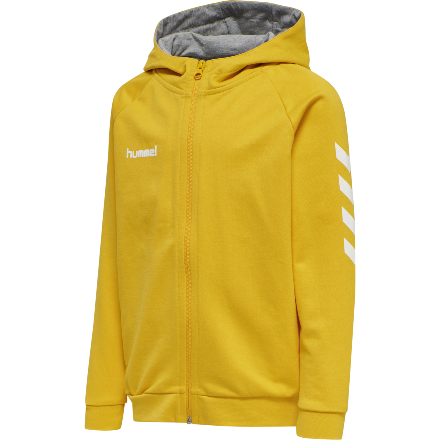 HMLGO KIDS COTTON ZIP HOODIE, SPORTS YELLOW, packshot
