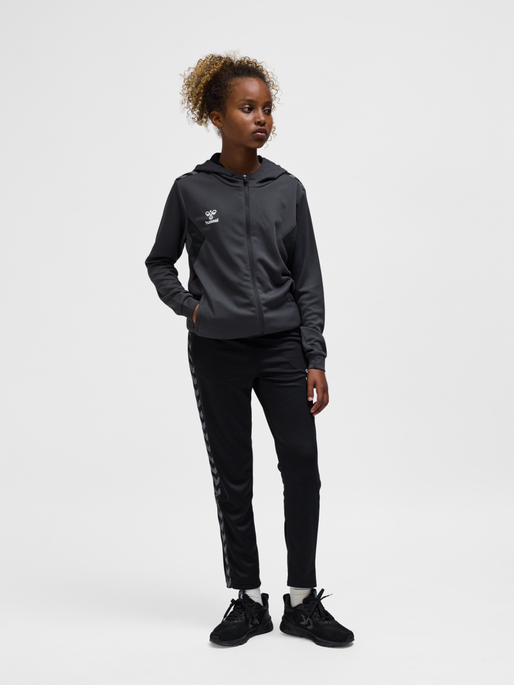 hmlAUTHENTIC PL ZIP HOODIE KIDS, ASPHALT, model