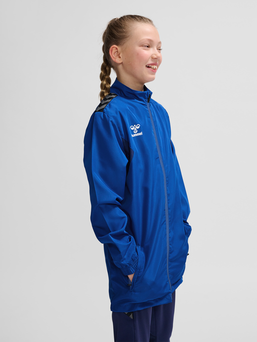 hmlAUTHENTIC PL ZIP HOODIE KIDS, TRUE BLUE, model