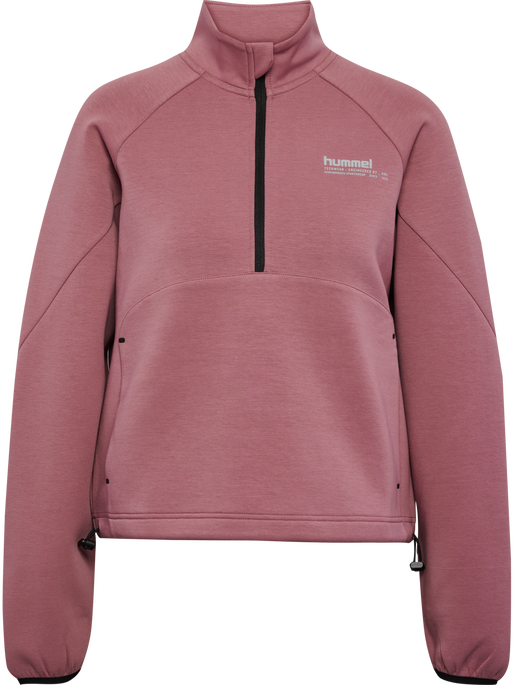 hmlTECH FLEECE WOMEN BOXY HALF ZIP, WISTFUL MAUVE hmlTECH FLEECE WOMEN BOXY HALF ZIP, WISTFUL MAUVE, packshot