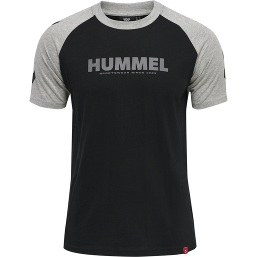 hmlLEGACY BLOCKED T-SHIRT, BLACK/GREY MELANGE, packshot