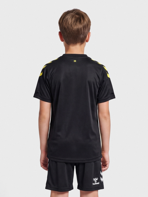 hmlCORE XK STRIPED JERSEY S/S KIDS, BLACK/BLAZING YELLOW, model