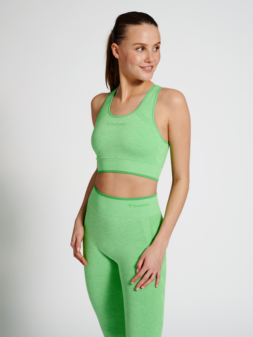 hmlMT UNA SEAMLESS SPORTS TOP, SUMMER GREEN MELANGE, model