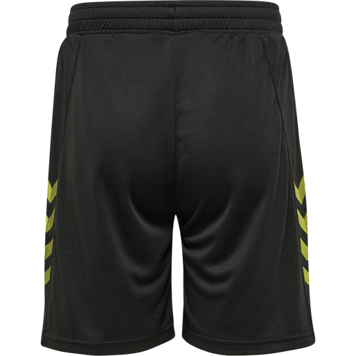 hmlONGRID POLY SHORTS KIDS, JET BLACK/DARK CITRON, packshot
