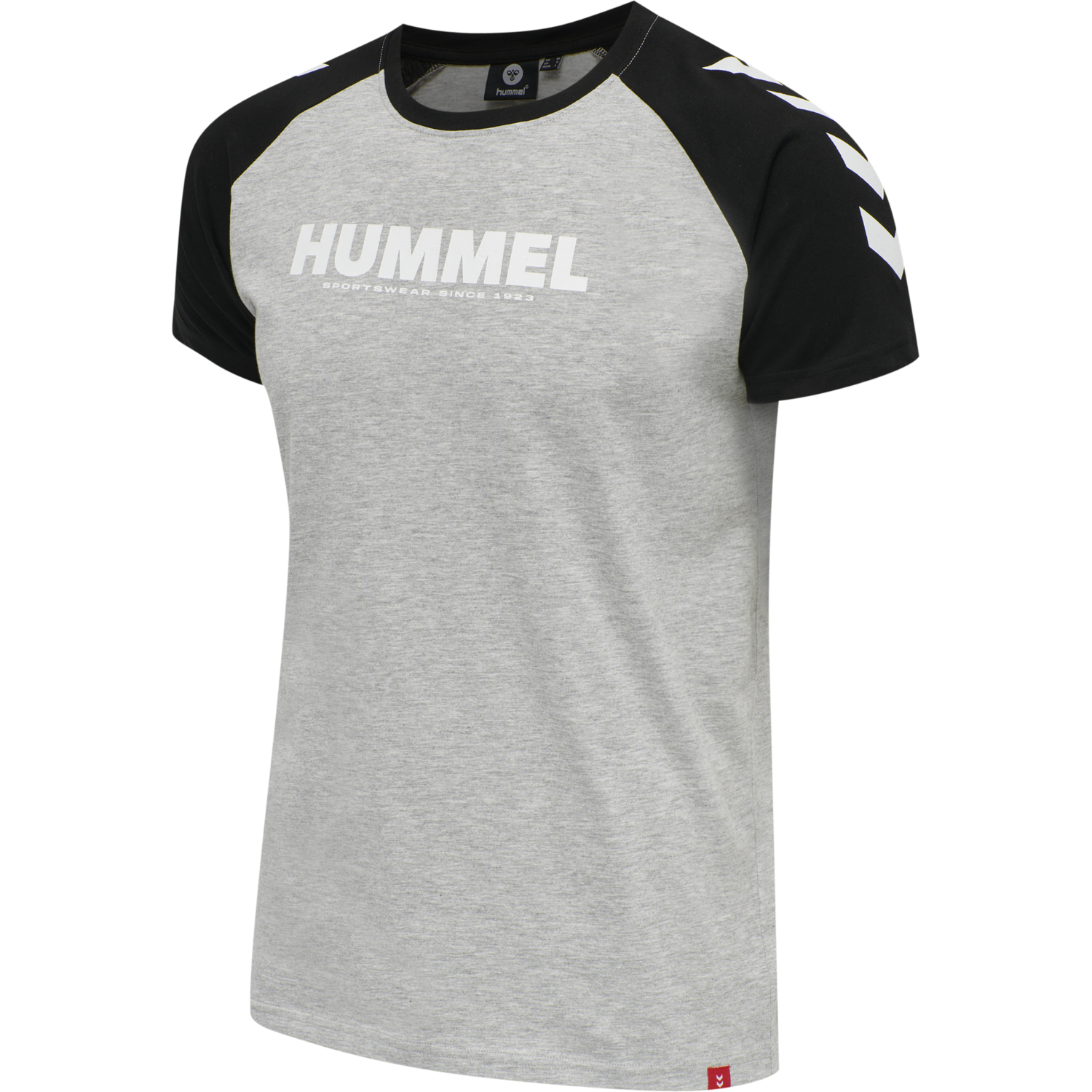 hmlLEGACY BLOCKED T-SHIRT, GREY MELANGE/BLACK, packshot
