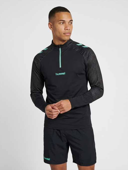 hmlBLAZE 2.0 TRAINING HALF ZIP, BLACK/POOL BLUE, model