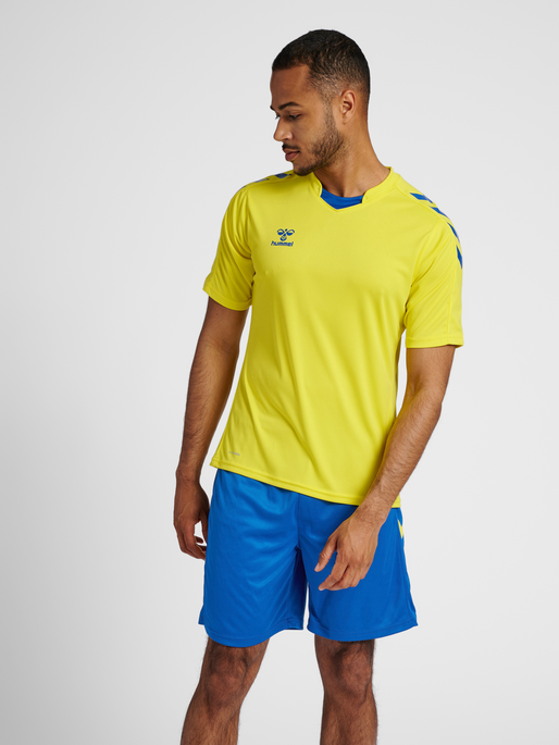 hmlCORE XK POLY JERSEY S/S, BLAZING YELLOW/TRUE BLUE, model