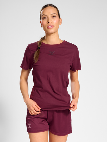 hmlACTIVE BEE CO TEE S/S WOMAN, BURGUNDY, model