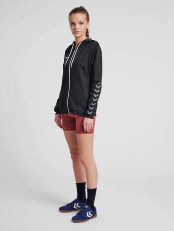 hmlAUTHENTIC POLY ZIP HOODIE WOMAN, BLACK, model