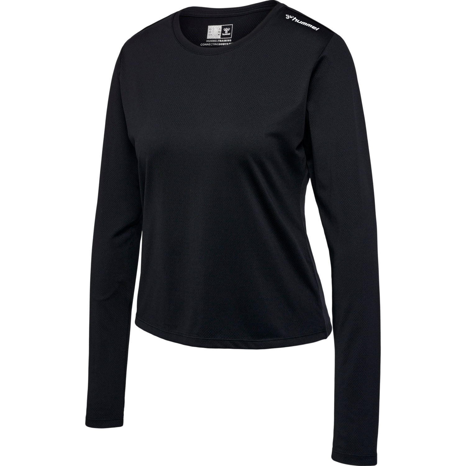 hmlMT AURA MESH T-SHIRT L/S, BLACK, packshot