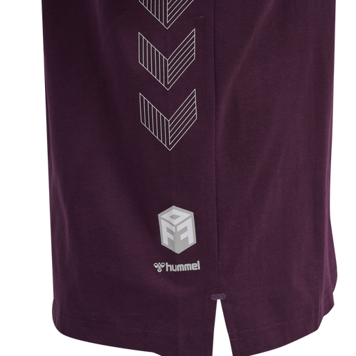 hmlMOVE GRID COTTON T-SHIRT S/S, GRAPE WINE, packshot