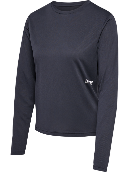 hmlPULSE WORKOUT W T-SHIRT L/S, EBONY, packshot