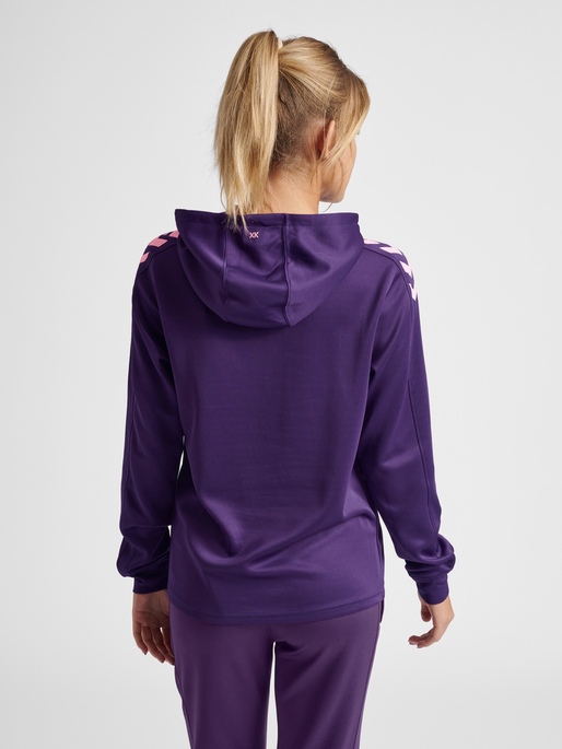 hmlCORE XK POLY SWEAT HOODIE WOMAN, ACAI, model