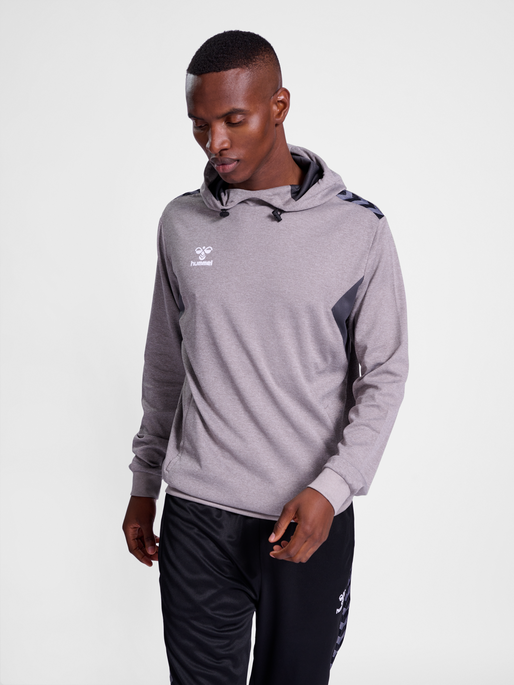 hmlAUTHENTIC PL HOODIE, GREY MELANGE, model