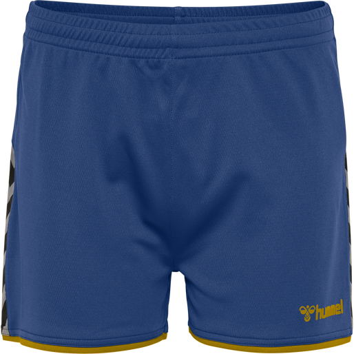 hmlAUTHENTIC POLY SHORTS WOMAN, TRUE BLUE/SPORTS YELLOW, packshot