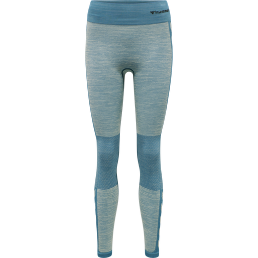hmlCLEA SEAMLESS MID WAIST TIGHTS, BLUE CORAL/MARSHMALLOW, packshot