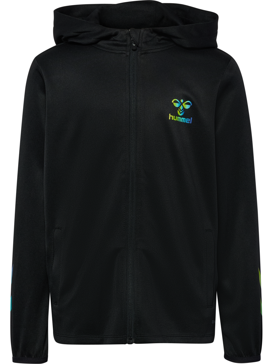 hmlSHIMMER TRACK JACKET KIDS, BLACK/LIMEADE, packshot