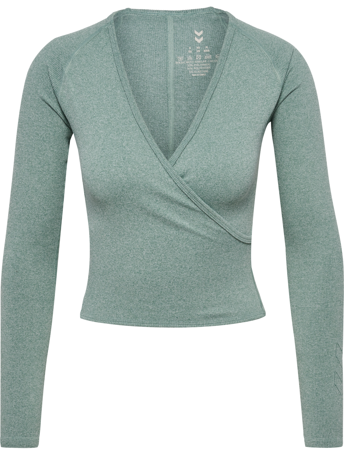 hmlYOGA SEAMLESS RIB T-SHIRT L/S, CHINOIS GREEN MELANGE, packshot