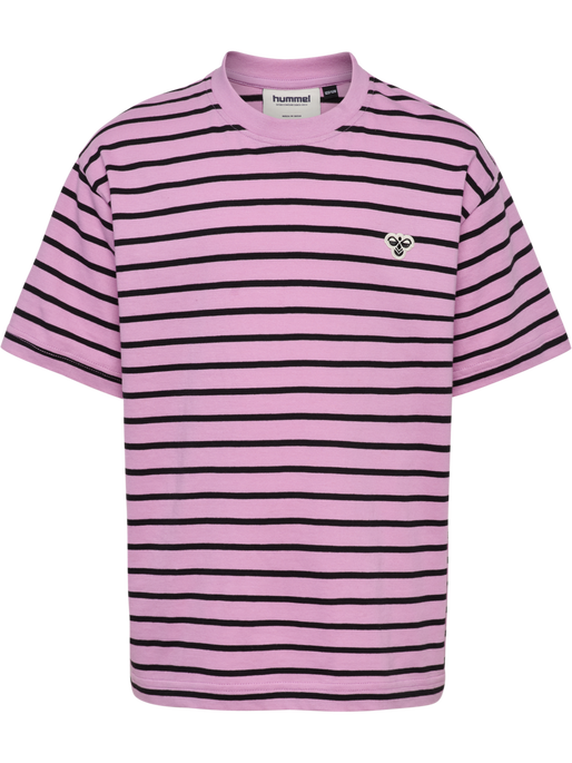 hmlJR LOOSE STRIPED T-SHIRT S/S BEE, SMOKY GRAPE, packshot