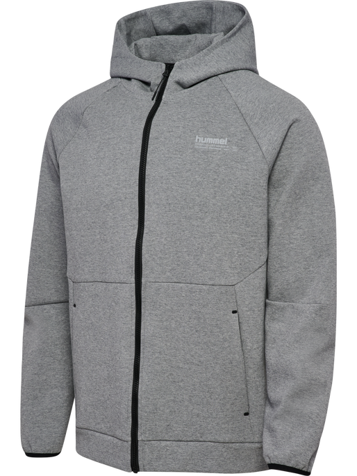 hmlTECH FLEECE REGULAR ZIP HOODIE, GREY MELANGE hmlTECH FLEECE REGULAR ZIP HOODIE, GREY MELANGE, packshot