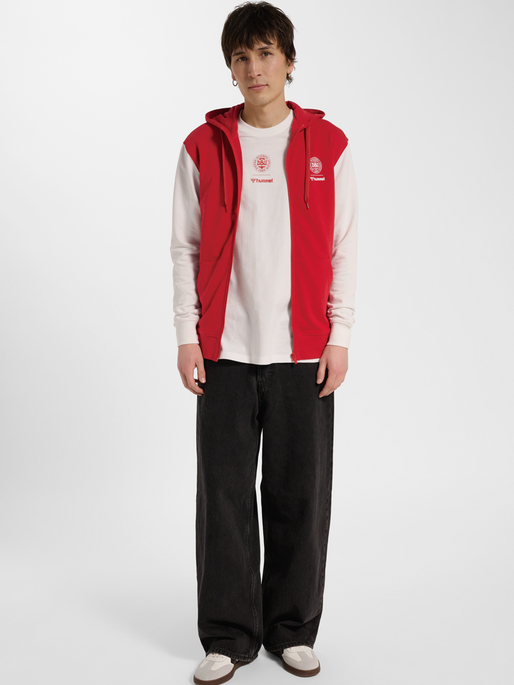 DBU 26 FAN RED-WHITE ZIP HOOD, TANGO RED/WHITE, model