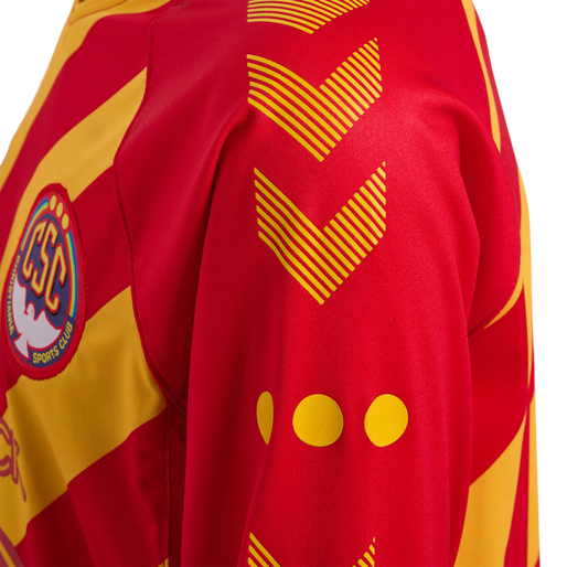 hmlCSC 19/20 KIDS HOME JERSEY LS, TRUE RED/SPORTS YELLOW W/SPONS hmlCSC 19/20 KIDS HOME JERSEY LS, TRUE RED/SPORTS YELLOW W/SPONS, packshot
