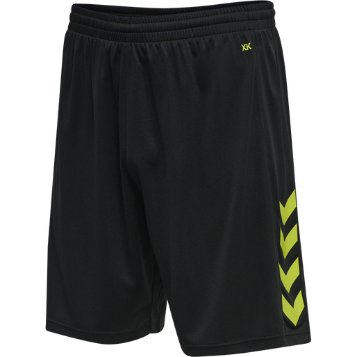 hmlCORE XK POLY SHORTS, BLACK/LIME POPSICLE hmlCORE XK POLY SHORTS, BLACK/LIME POPSICLE, packshot