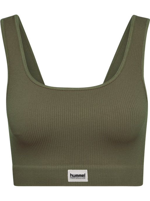 hmlPULSE SEAMLESS RIB BRA, DUSTY OLIVE, packshot