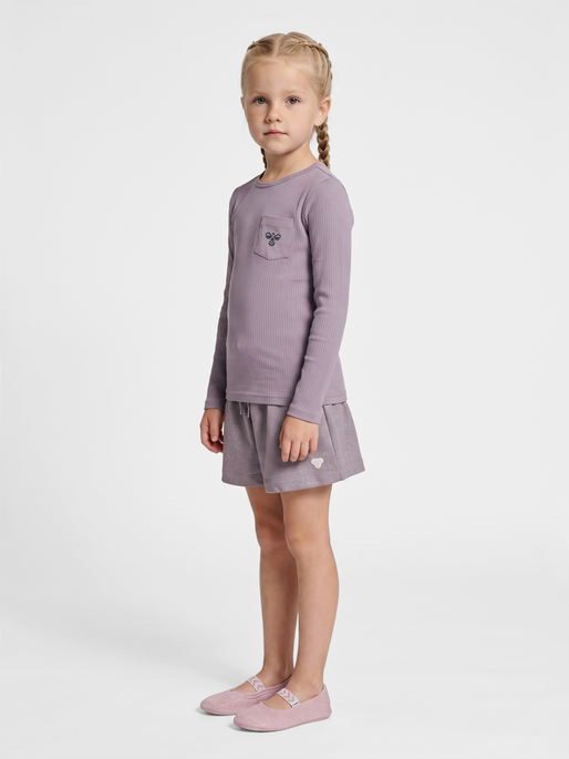 hmlJR GLITTER SWEAT SKIRT BEE, GRAY RIDGE, model