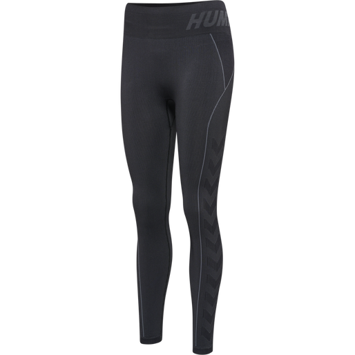 hmlTE CHRISTEL SEAMLESS MW TIGHTS, BLACK/ASPHALT MELANGE hmlTE CHRISTEL SEAMLESS MW TIGHTS, BLACK/ASPHALT MELANGE, packshot